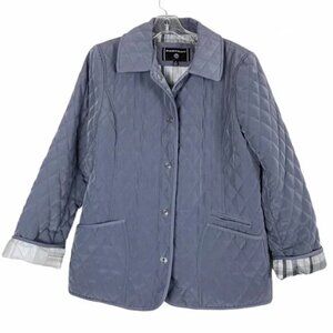 Gray Jacket Coat Plaid Quilted Academia Preppy Medium